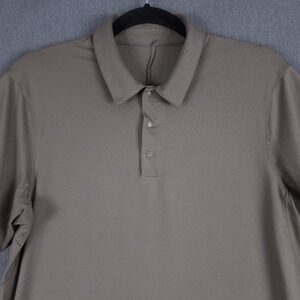 Lululemon Snap Front Performance Polo Mens‎ S Gray Athletic Short Sleeve Stretch